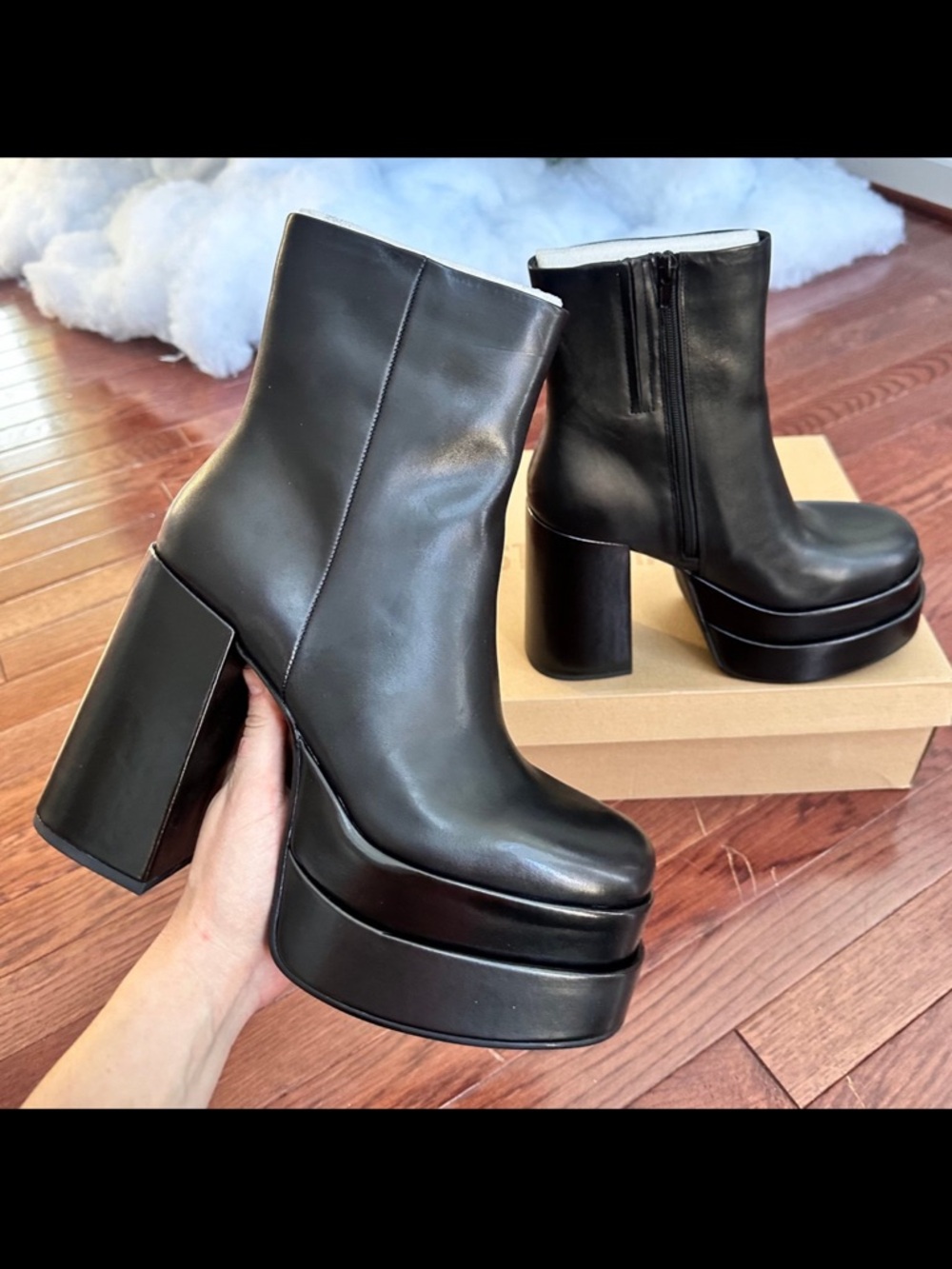 Steve Madden Cobra Black Double Platform Block Heel Ankle Boots New Woman’s 10